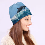 Dolphins Jumping Over Waves Print Beanie