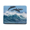 Dolphins Jumping Over Waves Print Bifold Wallet