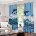 Dolphins Jumping Over Waves Print Dimout Grommet Curtains