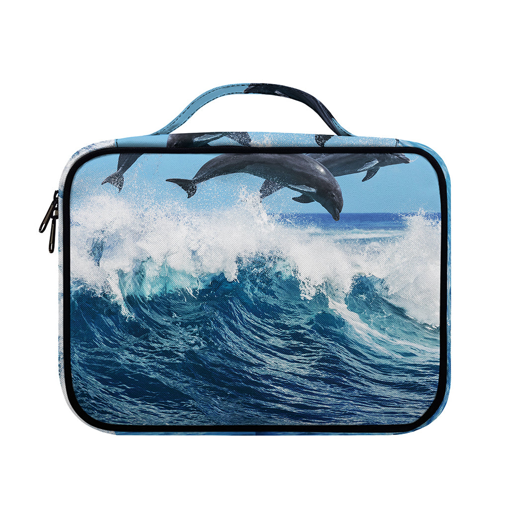 Dolphins Jumping Over Waves Print Briefcase Bible Bag