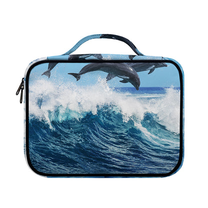 Dolphins Jumping Over Waves Print Briefcase Bible Bag