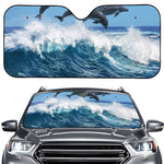 Dolphins Jumping Over Waves Print Car Windshield Sun Shade