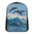 Dolphins Jumping Over Waves Print Casual Backpack