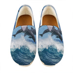 Dolphins Jumping Over Waves Print Casual Shoes