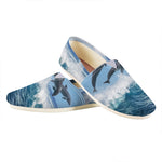 Dolphins Jumping Over Waves Print Casual Shoes