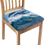 Dolphins Jumping Over Waves Print Chair Cushion Cover