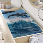 Dolphins Jumping Over Waves Print Changing Pad Cover