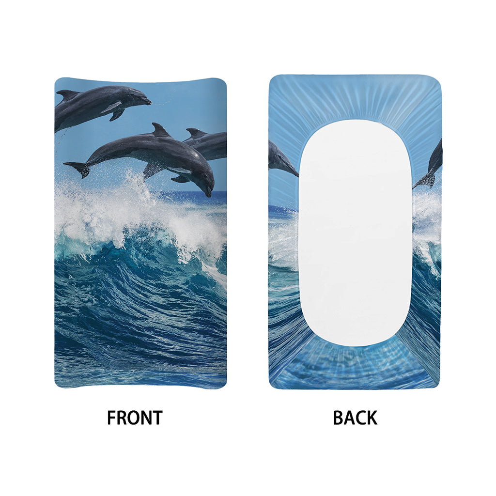 Dolphins Jumping Over Waves Print Changing Pad Cover