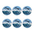 Dolphins Jumping Over Waves Print Coaster Set