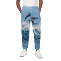 Dolphins Jumping Over Waves Print Cotton Sweatpants