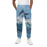 Dolphins Jumping Over Waves Print Cotton Pants