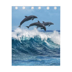 Dolphins Jumping Over Waves Print Curtain