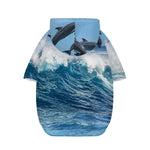 Dolphins Jumping Over Waves Print Dog Zip Up Hoodie