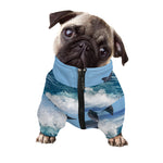 Dolphins Jumping Over Waves Print Dog Zip Up Jacket