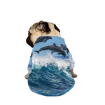 Dolphins Jumping Over Waves Print Dog Zip Up Jacket