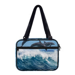 Dolphins Jumping Over Waves Print Double Strap Bible Bag