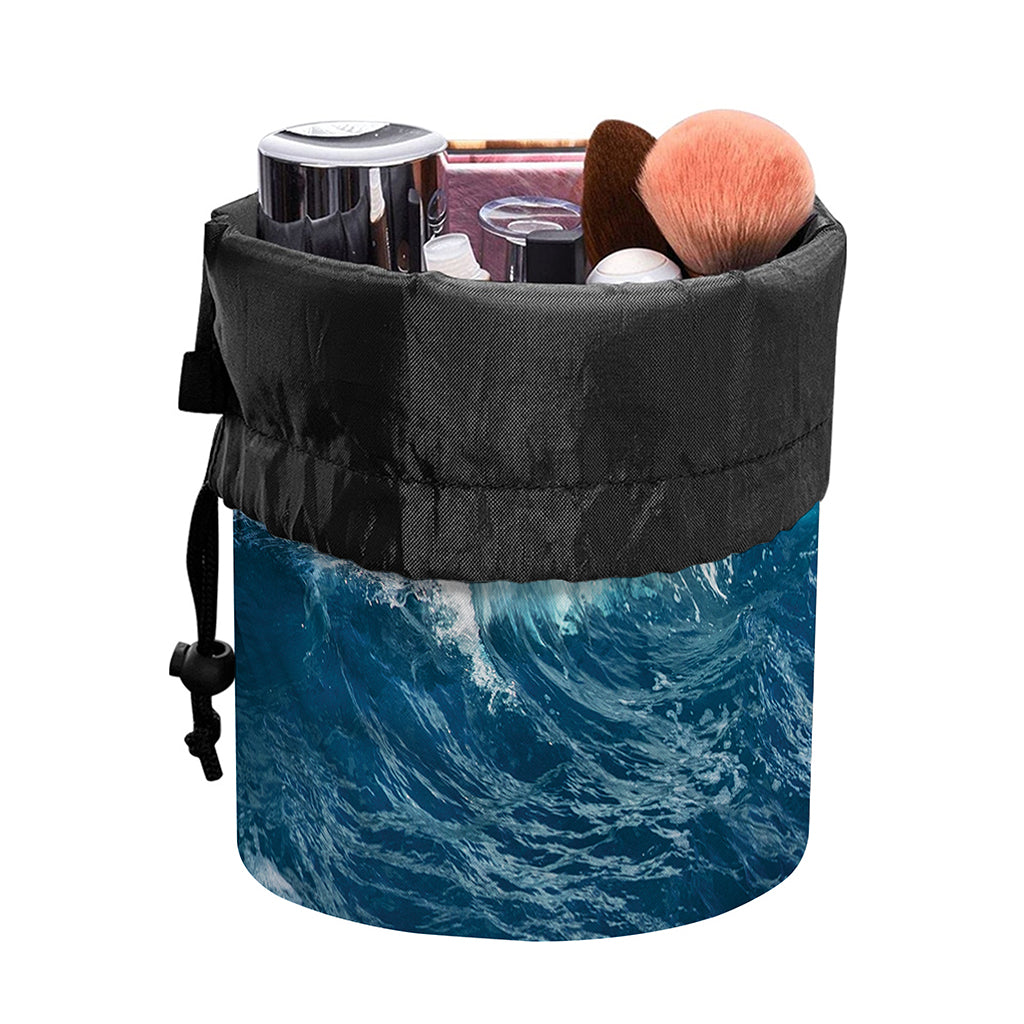 Dolphins Jumping Over Waves Print Drawstring Makeup Bag