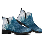Dolphins Jumping Over Waves Print Flat Ankle Boots