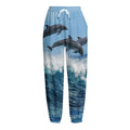 Dolphins Jumping Over Waves Print Fleece Lined Knit Pants