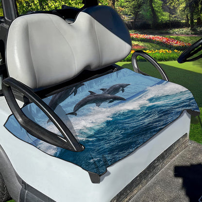 Dolphins Jumping Over Waves Print Golf Cart Seat Cover