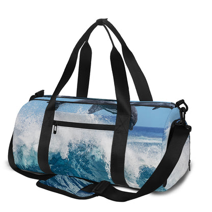 Dolphins Jumping Over Waves Print Gym Bag