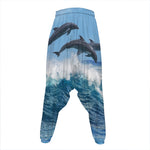 Dolphins Jumping Over Waves Print Hammer Pants