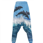 Dolphins Jumping Over Waves Print Hammer Pants
