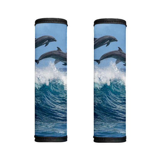 Dolphins Jumping Over Waves Print Handle Covers