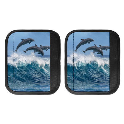 Dolphins Jumping Over Waves Print Handle Covers