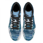 Dolphins Jumping Over Waves Print High Top Leather Sneakers