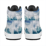 Dolphins Jumping Over Waves Print High Top Leather Sneakers