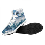 Dolphins Jumping Over Waves Print High Top Leather Sneakers