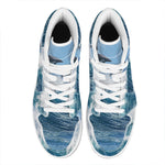 Dolphins Jumping Over Waves Print High Top Leather Sneakers