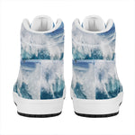 Dolphins Jumping Over Waves Print High Top Leather Sneakers