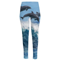 Dolphins Jumping Over Waves Print High-Waisted Pocket Leggings