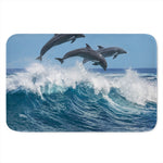 Dolphins Jumping Over Waves Print Indoor Door Mat