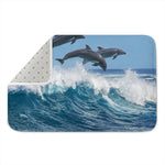 Dolphins Jumping Over Waves Print Indoor Door Mat