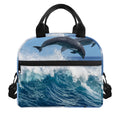 Dolphins Jumping Over Waves Print Insulated Lunch Bag