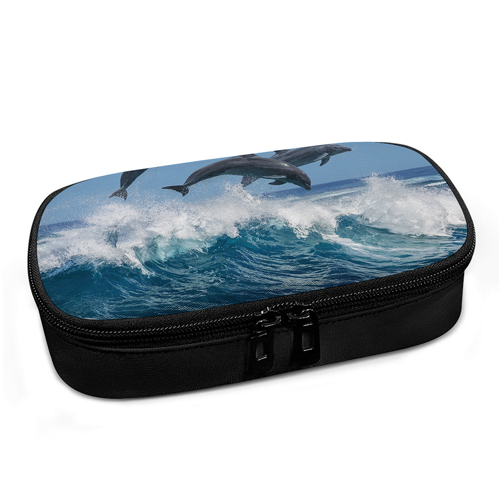 Dolphins Jumping Over Waves Print Insulin Cooler Travel Case