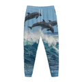 Dolphins Jumping Over Waves Print Jogger Pants