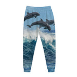 Dolphins Jumping Over Waves Print Jogger Pants