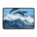 Dolphins Jumping Over Waves Print Kitchen Mat