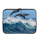 Dolphins Jumping Over Waves Print Laptop Sleeve