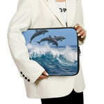 Dolphins Jumping Over Waves Print Laptop Sleeve