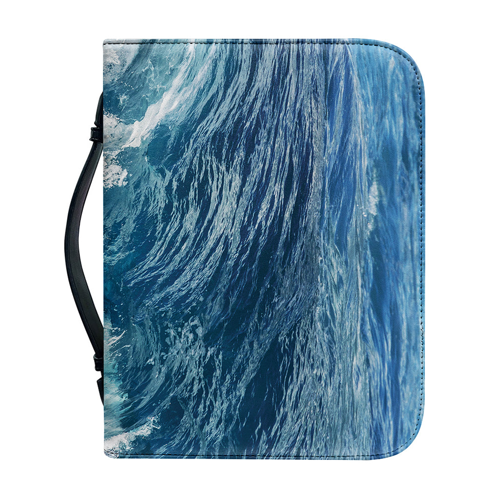 Dolphins Jumping Over Waves Print Leather Bible Cover