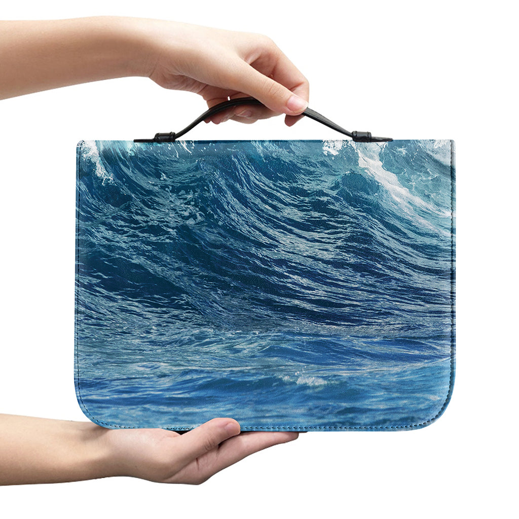 Dolphins Jumping Over Waves Print Leather Bible Cover