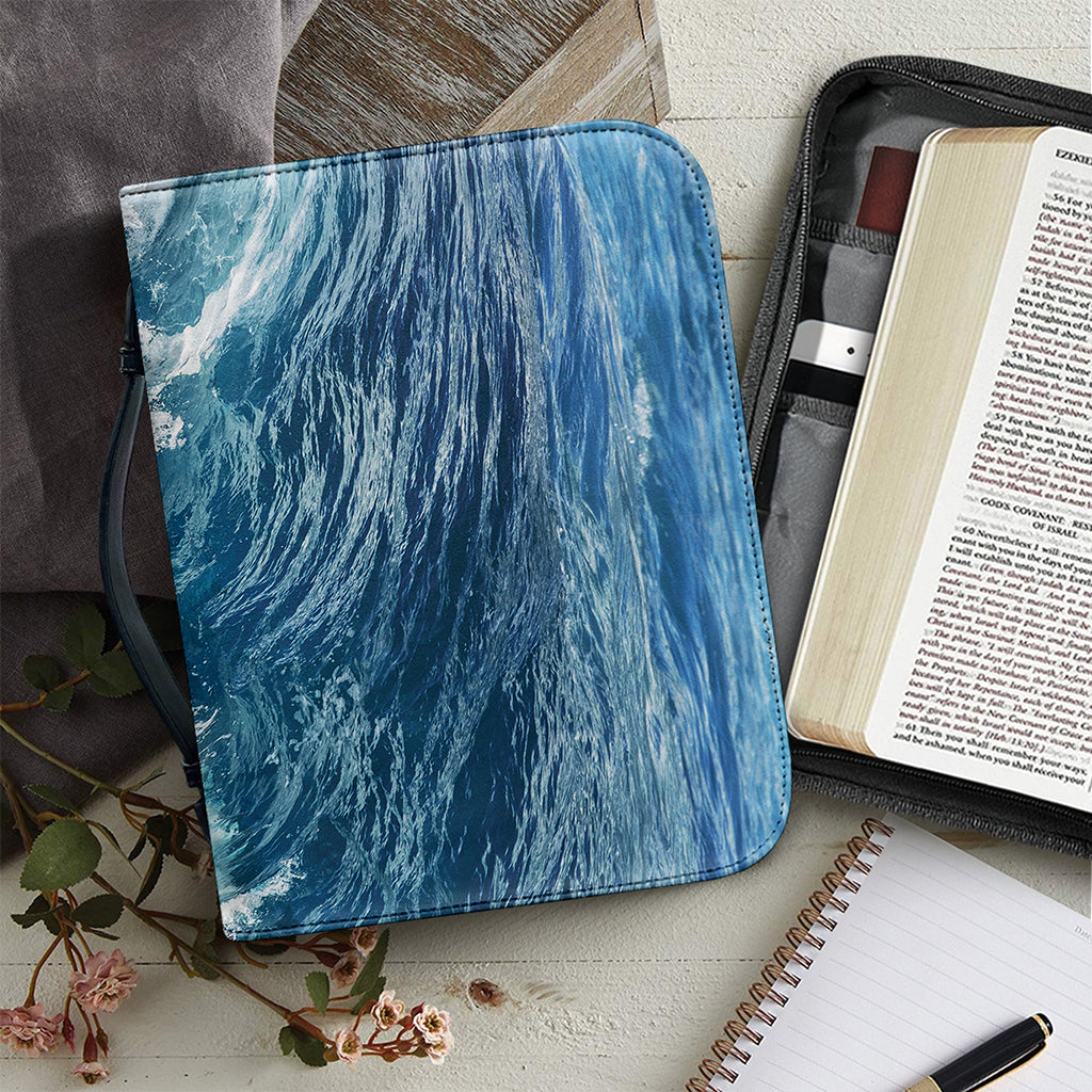 Dolphins Jumping Over Waves Print Leather Bible Cover