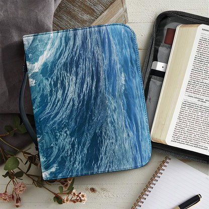 Dolphins Jumping Over Waves Print Leather Bible Cover
