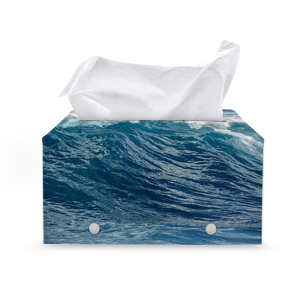 Dolphins Jumping Over Waves Print Leather Tissue Box Cover