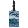 Dolphins Jumping Over Waves Print Luggage Tag